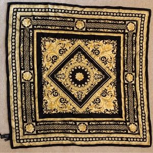 Versace Black and gold silk scarf